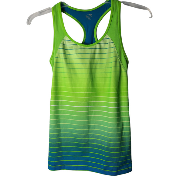 Champion Racerback Workout green blue tank top with shelf bra - Picture 1 of 8